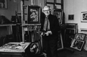 Der Maler Hans Jüchser in seinem Atelier