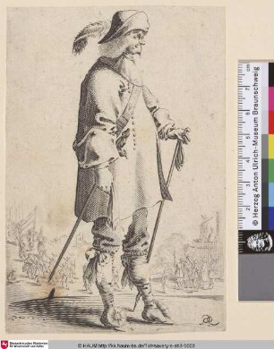 [Kavalier vor einem Hang mit einer Bastion auf rechter Seite; Cavalier before hillside with bastion at right]