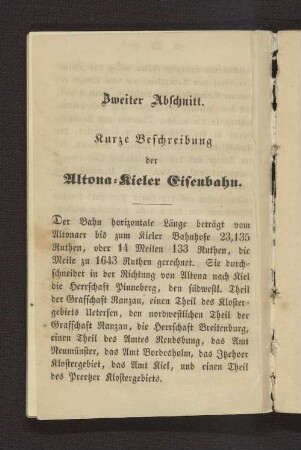 Zweiter Abschnitt. Kurze Beschreibung der Altona-Kieler Eisenbahn.