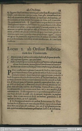 Locus 2. ab Ordine Rubricarum seu Titulorum