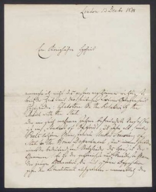 Eigenhändiger Brief von Bunsen an "Euer Königlichen Hoheit".