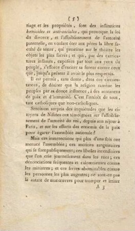 Nouvelle déclaration et pétition des catholiques de Nismes