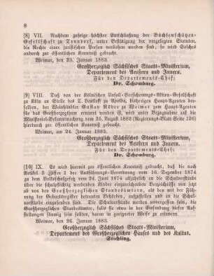 9. Ministerial-Bekanntmachung, den Wechsel in der Haupt-Agentur der kölnischen Unfall-Versicherungs-Aktien-Gesellschaft zu Köln betreffend