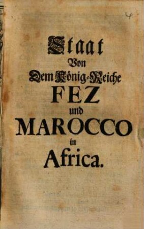 Staat Von Dem König-Reiche Fez und Marocco in Africa