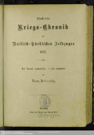 1: Illustrirte Kriegs-Chronik des russisch-türkischen Feldzuges 1877
