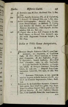 Italiæ et Vrbis Romæ Antiquitates. - Historia Augusta.
