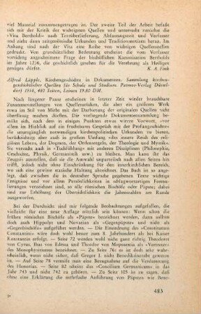 483-484 [Rezension] Läpple, Alfred, Kirchengeschichte in Dokumenten