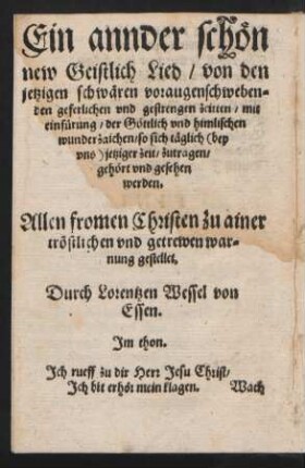 Ein annder schœn || new Geistlich Lied/ [...]