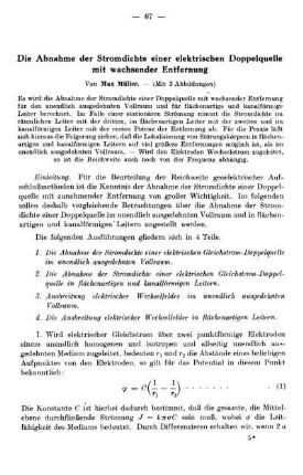 Die Abnahme der Stromdichte einer elektrischen Doppelquelle mit wachsender Entfernung