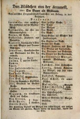 Ferdinand Raimunds sämmtliche Werke : Herausgegeben von Johann Nep. Vogl, 5