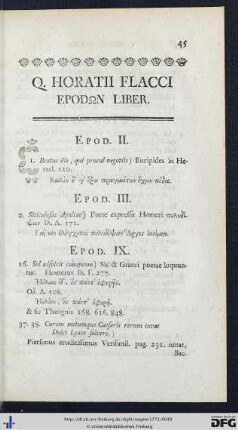 Q. Horatii Flacci Epodon Liber.
