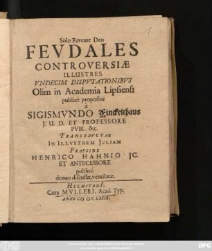 Feudales Controversiae Illustres