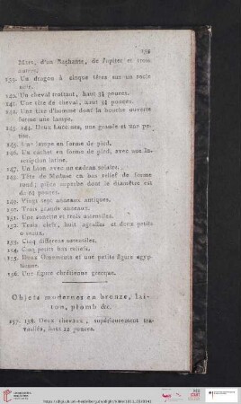 Objets modernes en bronze, laiton, plomb &tc (Nr. 157 - 172)
