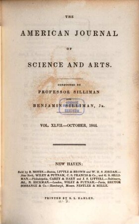 American journal of science : an international earth science journal. 47. 1844