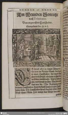 Am Neunden Sontage nach Trinitatis. Vom ungerechten Haußhalter. Evangelium Luc. 16. v. 1