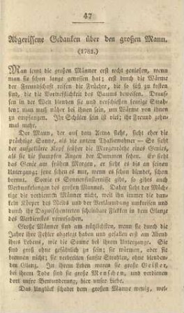 Abgerissene Gedanken über den großen Mann