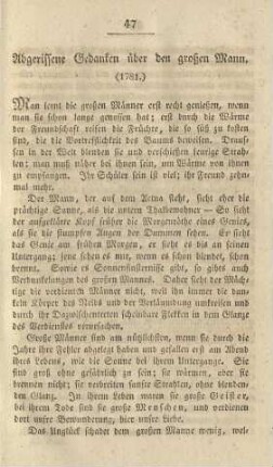 Abgerissene Gedanken über den großen Mann