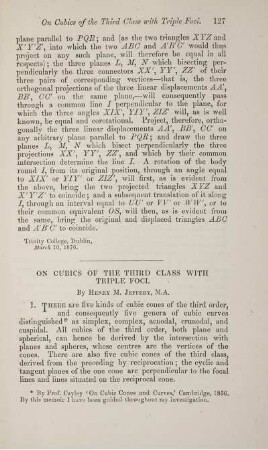 On cubics of the third class with triple foci.