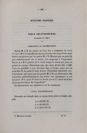 Questions proposées.