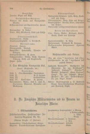 B. Die Königlichen Militairbehörden und die Beamten der Kaiserlichen Marine.