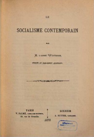 Le Socialisme contemporain