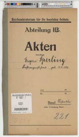 Sperling, Eugen, geb. 18.11.1884, Kraftwagenführer