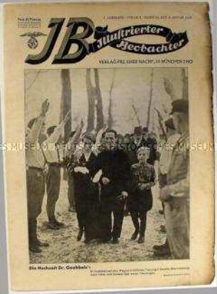 Wochenzeitschrift der NSDAP "Illustrierter Beobachter" u.a. über die Hochzeit von Goebbels (Titelfoto) und die faschistische Bewegung in Bulgarien