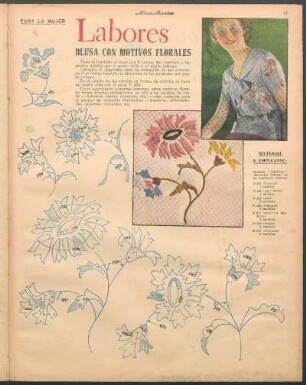 Labores [Dibujos] : Blusa con motivos florales