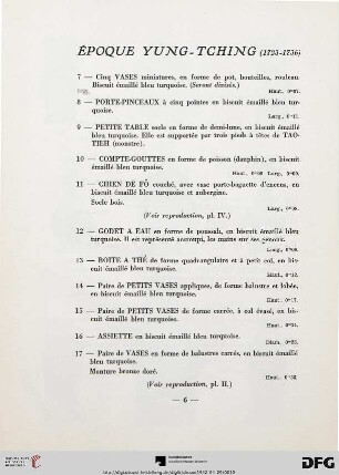 Époque Yung-Tching (1723-1736) (Nr. 7-23)