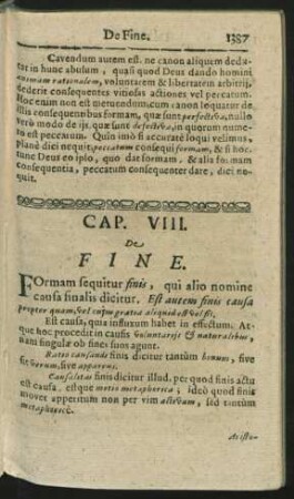 Cap. VIII. De Fine.