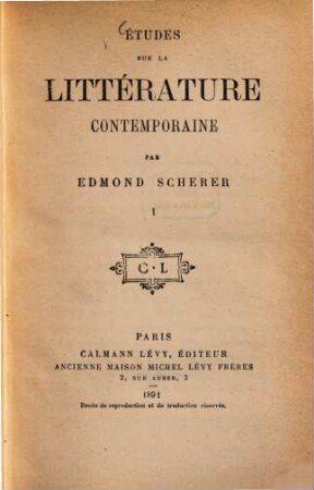 Études sur la littérature contemporaine. 1