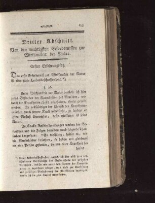 Dritter Abschnitt. Von den wichtigsten Erfordernissen zur Wirksamkeit der Natur