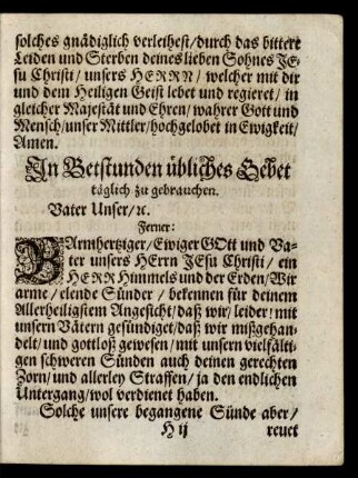 In Betstunden übliches Gebet täglich zu gebrauchen.