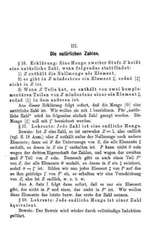 III. Die natürlichen Zahlen.