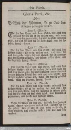 Gloria Patri, &c. Oder Beschluß der Psalmen, so zu End derselbigen gesungen werden