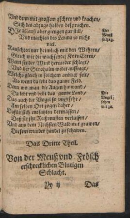Das Dritte Theil. Von der Meuß und Frösch erschrecklichen Blutigen Schlacht.