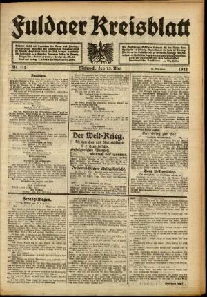 Ausgabe vom Mittwoch, den 15. Mai 1918.