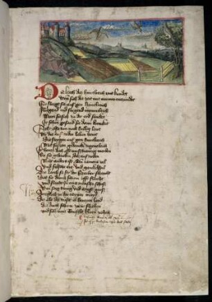 Prolog: Landschaft mit der Lerche; D-Initiale mit einer Lerche