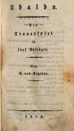 Ubaldo : Ein Trauerspiel in fünf Aufzügen