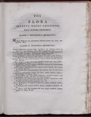 Flora Selecta Regni Chilensis Juxta Systema Linneanum.