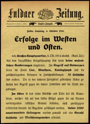 Ausgabe vom Sonntag, den 04. Oktober 1914.
