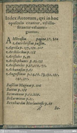 Index Autorum, qui in hoc opusculo citantur, vel illustrantur vel corriguntur