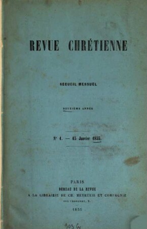 Revue chrétienne. 2. 1855