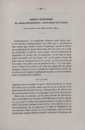 Théorie géométrique des courbes anallagmatiques, sections planes de la cyclide.
