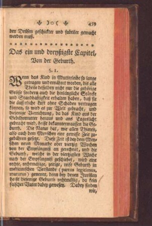 Das ein und dreyßigste Capitel, Von der Geburth.