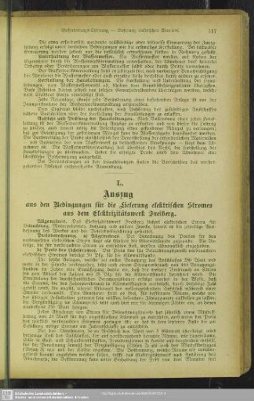 L. Auszug aus den Bedingungen für die Lieferung elektrischen Stromes aus dem Elektrizitätswerk Freiberg