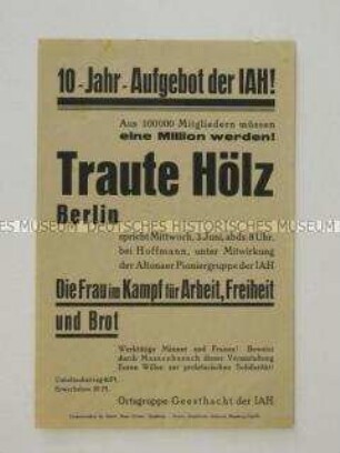 Einladung zu einer Veranstaltung der IAH