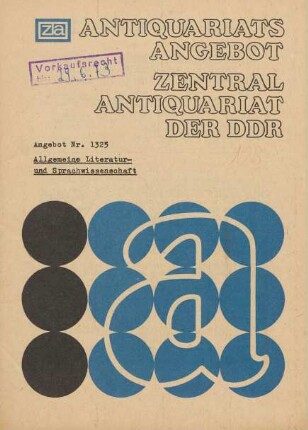 Nr. 1325: Allgemeine Literatur- u. Sprachwissenschaft