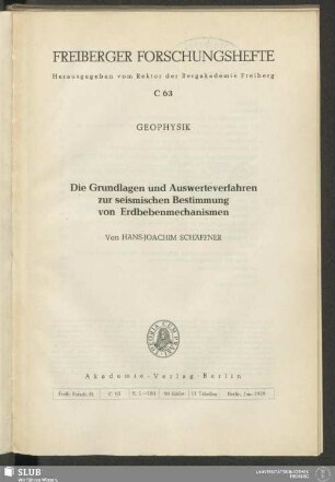 Die Grundlagen und Auswerteverfahren zur seismischen Bestimmung von Erdbebenmechanismen