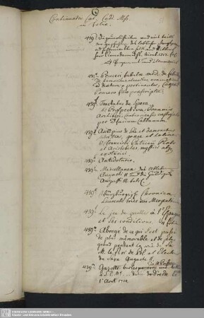 Nr. 439.d - 439.zz: Continuatio Cat. Codd. Mss. in Folio